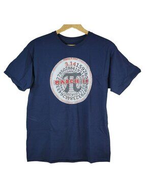 Pi Day Math Youth T Shirt Blue XL Short Sleeve 3.14 March 14 Crew Neck Unisex